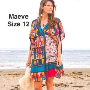 Anthropologie Maeve Geo-printed dress size 12 multi color ⭐️⭐️⭐️⭐️